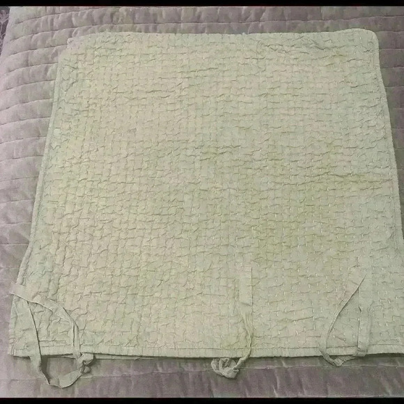 Pottery Barn "Pick-Stitch - Green" Linen Cotton Quilted Standard Sham - Picture 1 of 7